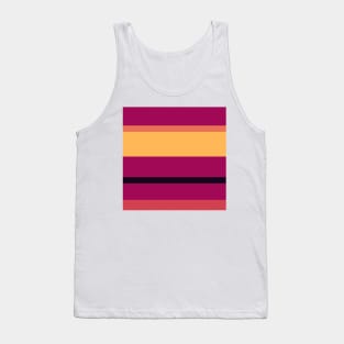 An attractive union of Licorice, Jazzberry Jam, Brick Red, Light Red Ochre and Pastel Orange stripes. Tank Top